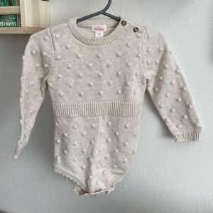 Baby Girl Cat & Jack Bobble Romper in Heather Oatmeal